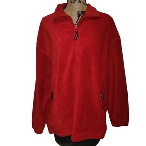 Ivy Crew Fleece 1/4 Zip Long Sleeve Red Sweatshirt  Mens Size Large Zip Pockets